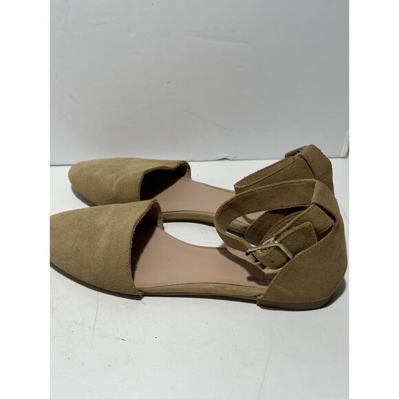 GAP D'Orsay Shoe Womens 6.5 M cognac Suede Ankle Strap Flat Hewitt sandals shoes - Picture 6 of 7